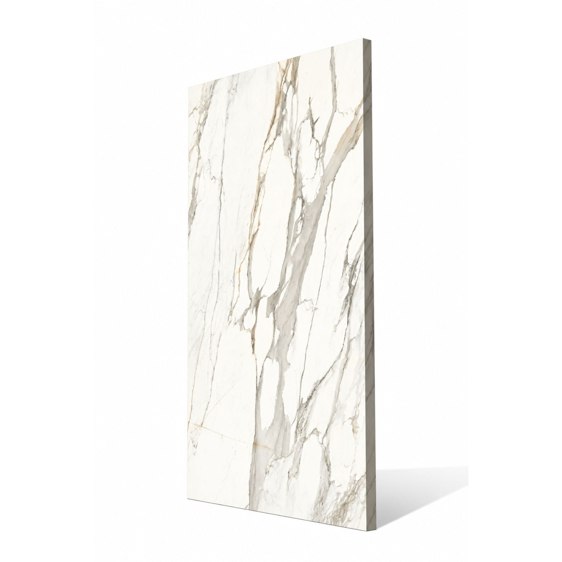 Calacatta Jewel Lush Crisp Colorbody porcelain slab 120x280cm, 9mm thick, with an elegant Calacatta marble look for refined floors, walls and interiors.