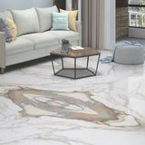 Calacatta Royal bookmatch porcelain slab in 120x280cm with 6mm thickness, featuring polished A & B patterns for luxury marble-look walls, floors and interiors.
