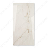Calcutta Bianco Oro glossy marble porcelain tile 60x120cm with 9mm thickness features white base, gold and grey veining with polished finish.