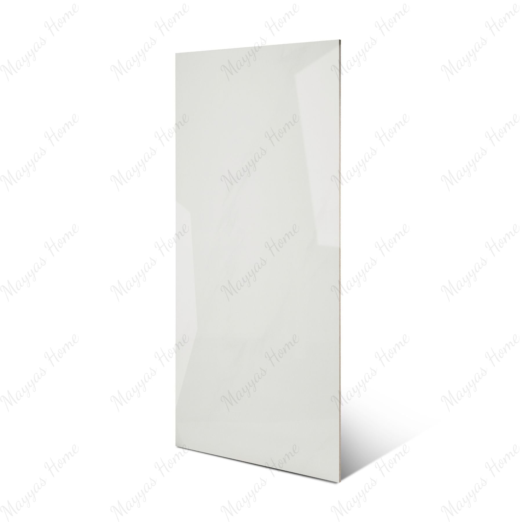 Carara Grey glossy marble effect porcelain tile 60x120cm with 9mm thickness features soft grey tones, subtle veining and polished finish.