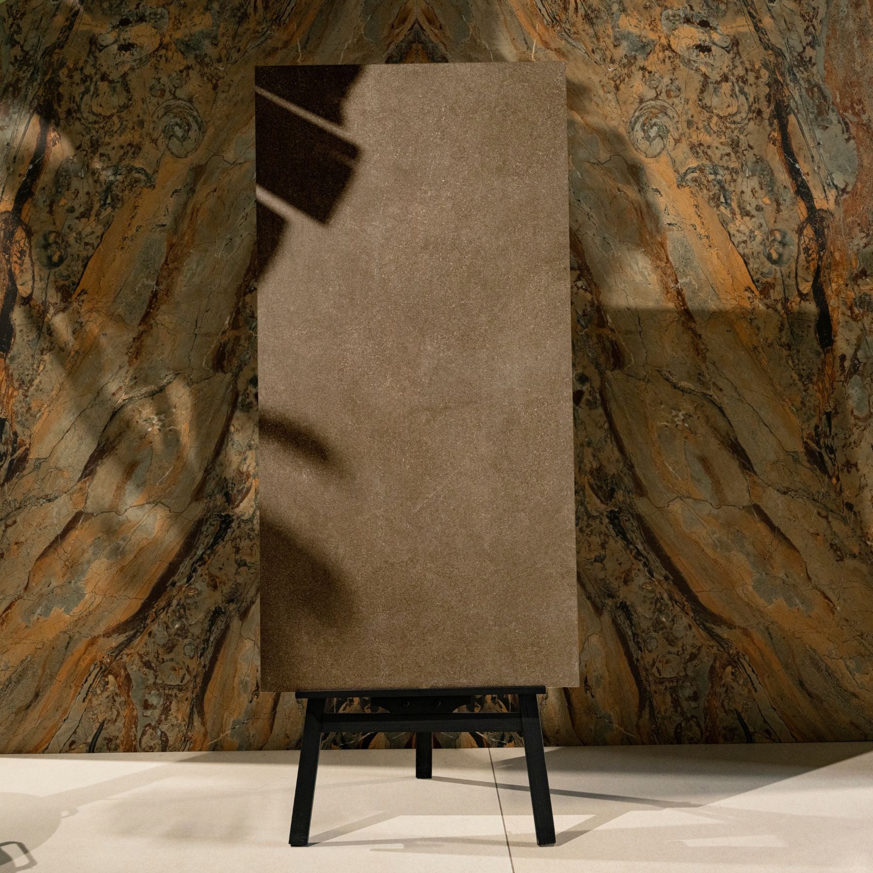 Cemento Brown porcelain tile in 60x120cm offers a warm cement look with high durability, low maintenance, and a modern finish for floors and walls.