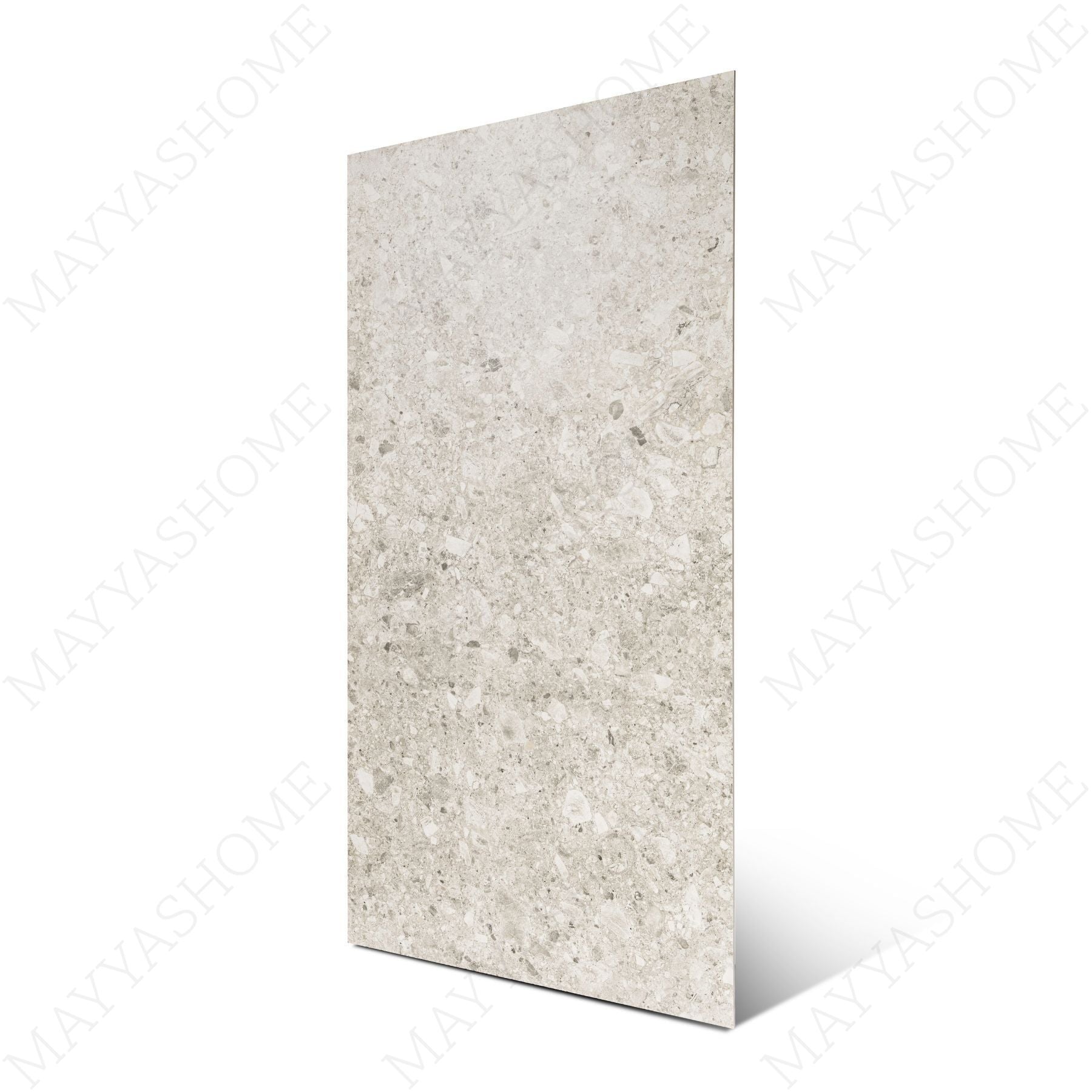 Ceppo De Bianco porcelain tile in 60x120cm size with elegant stone effect, soft light grey tones and durable 9mm thickness for walls and floors.