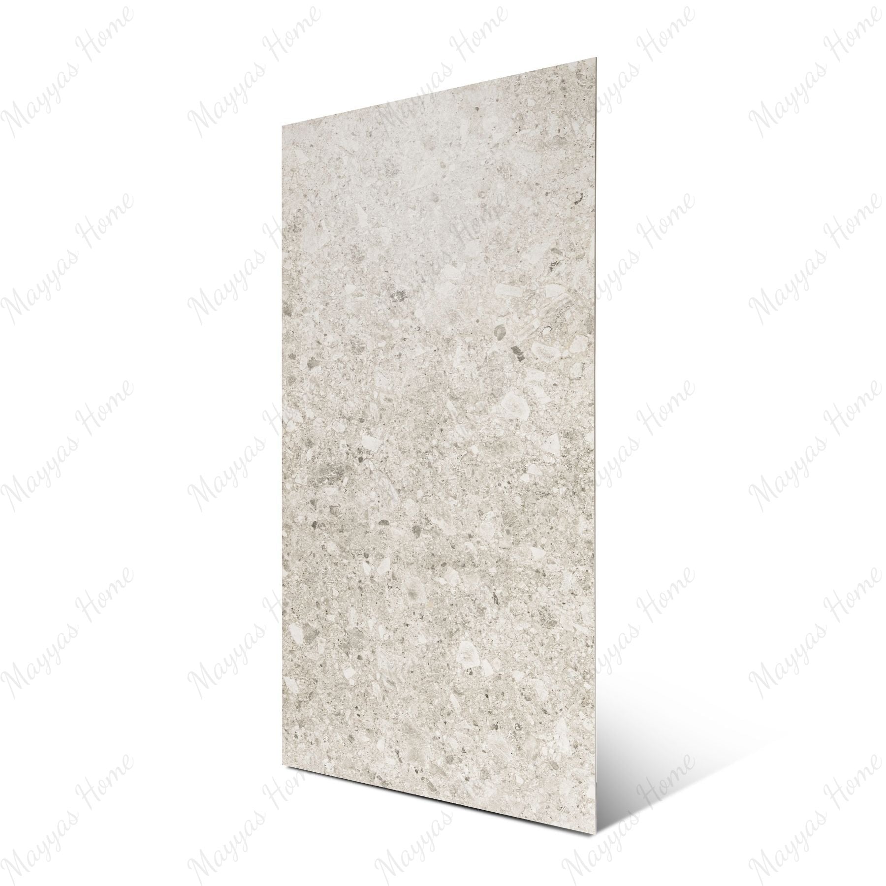 Ceppo De Bianco porcelain tile in 60x120cm size with elegant stone effect, soft light grey tones and durable 9mm thickness for walls and floors.