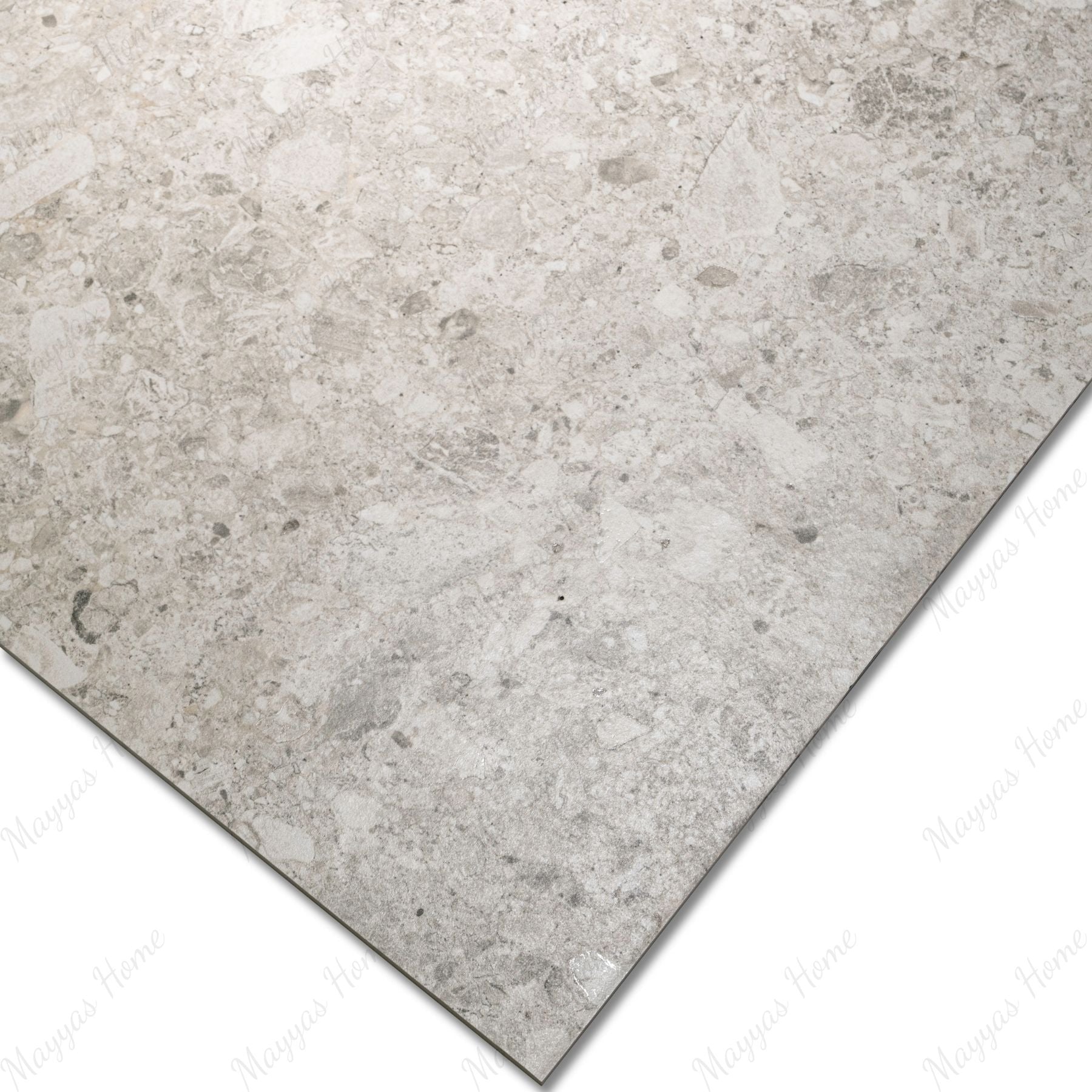 Ceppo De Bianco porcelain tile in 60x120cm size with elegant stone effect, soft light grey tones and durable 9mm thickness for walls and floors.