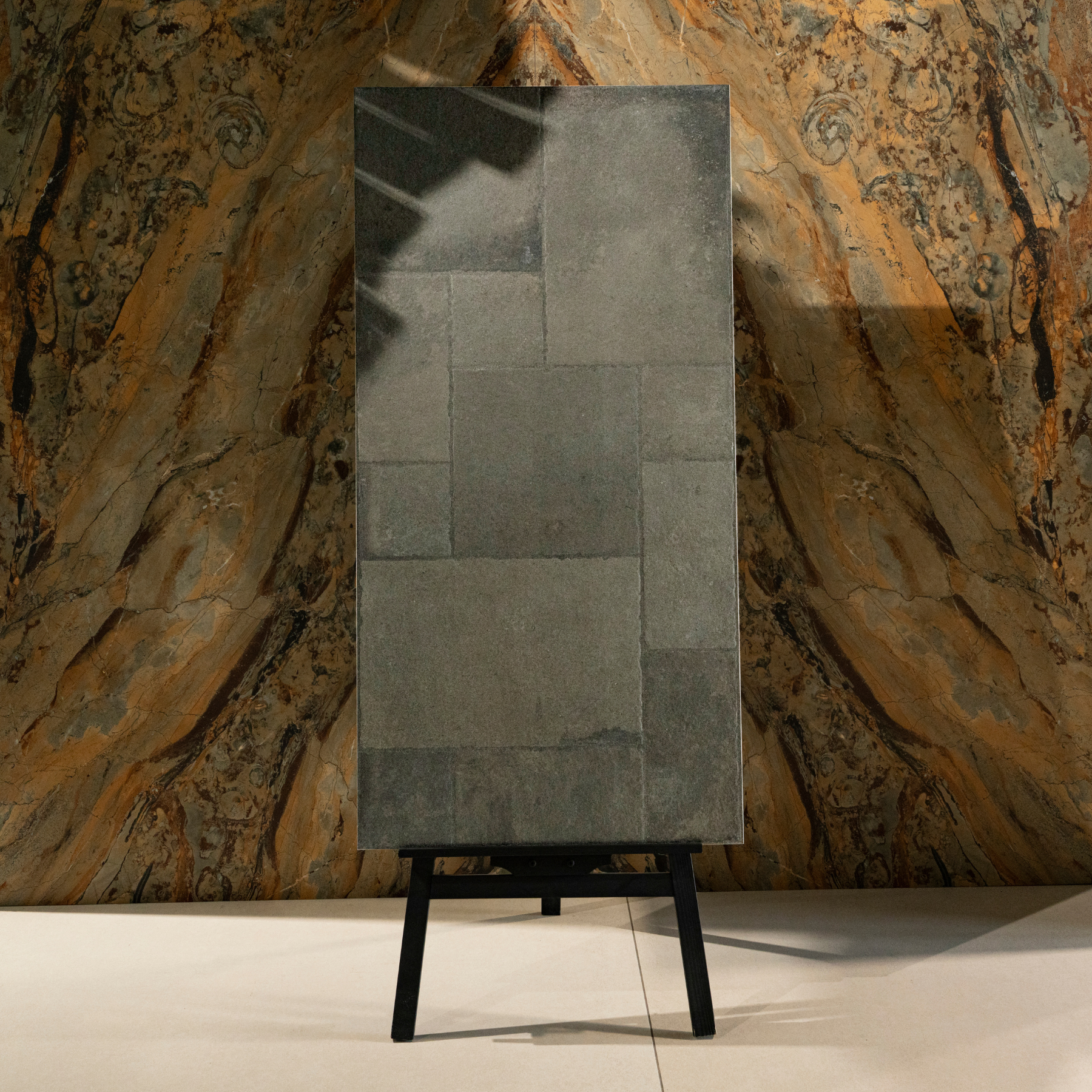 Cottage Nero Cubix porcelain tile 60x120cm 9mm thickness, black stone look with geometric decor, durable porcelain tile for modern walls and floors.