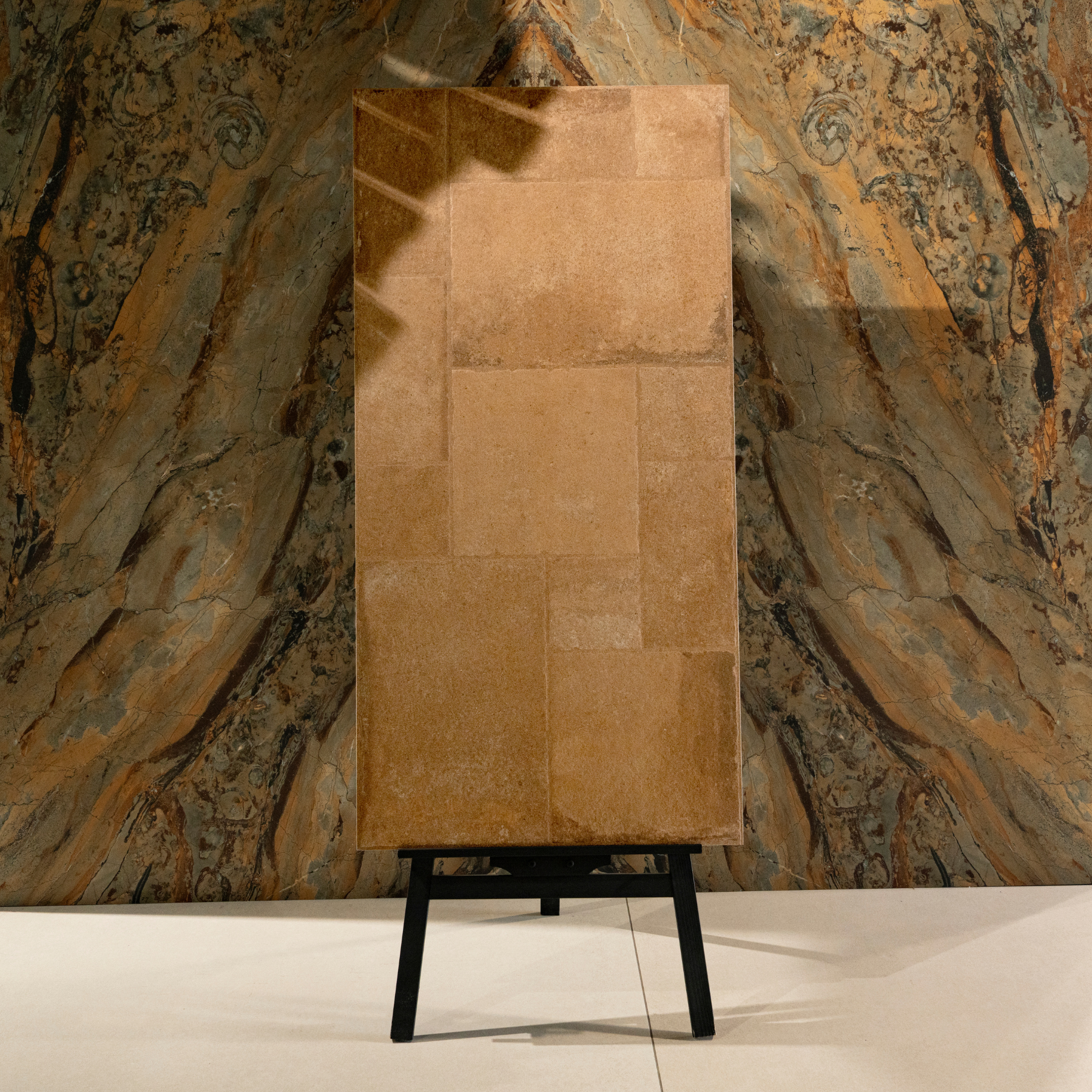 Cottage Terra Cubix porcelain tile 60x120cm 9mm thickness, terra-cotta stone look with geometric decor, durable porcelain tile for modern walls and floors.