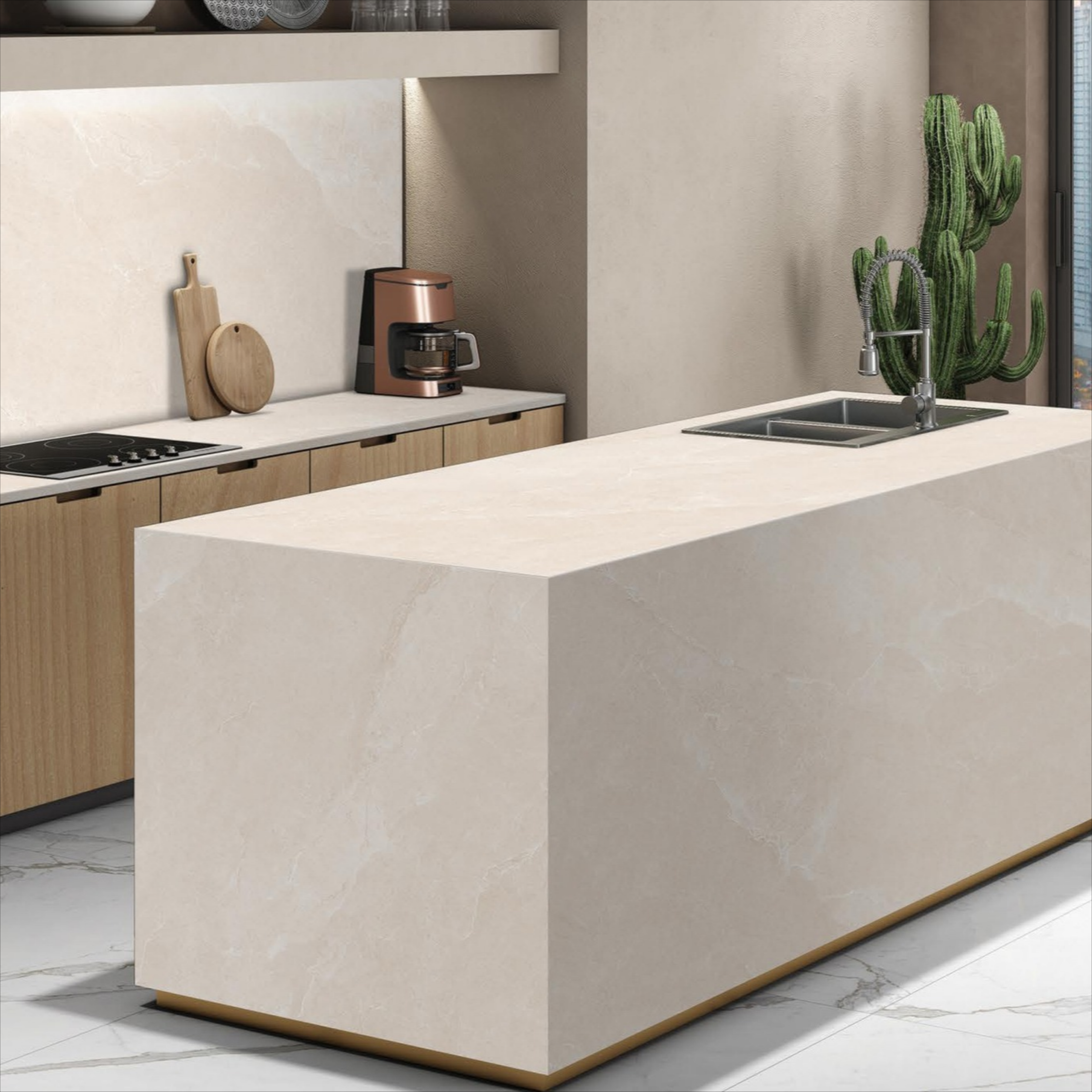 Crema Uno white body porcelain tile with elegant cream design
