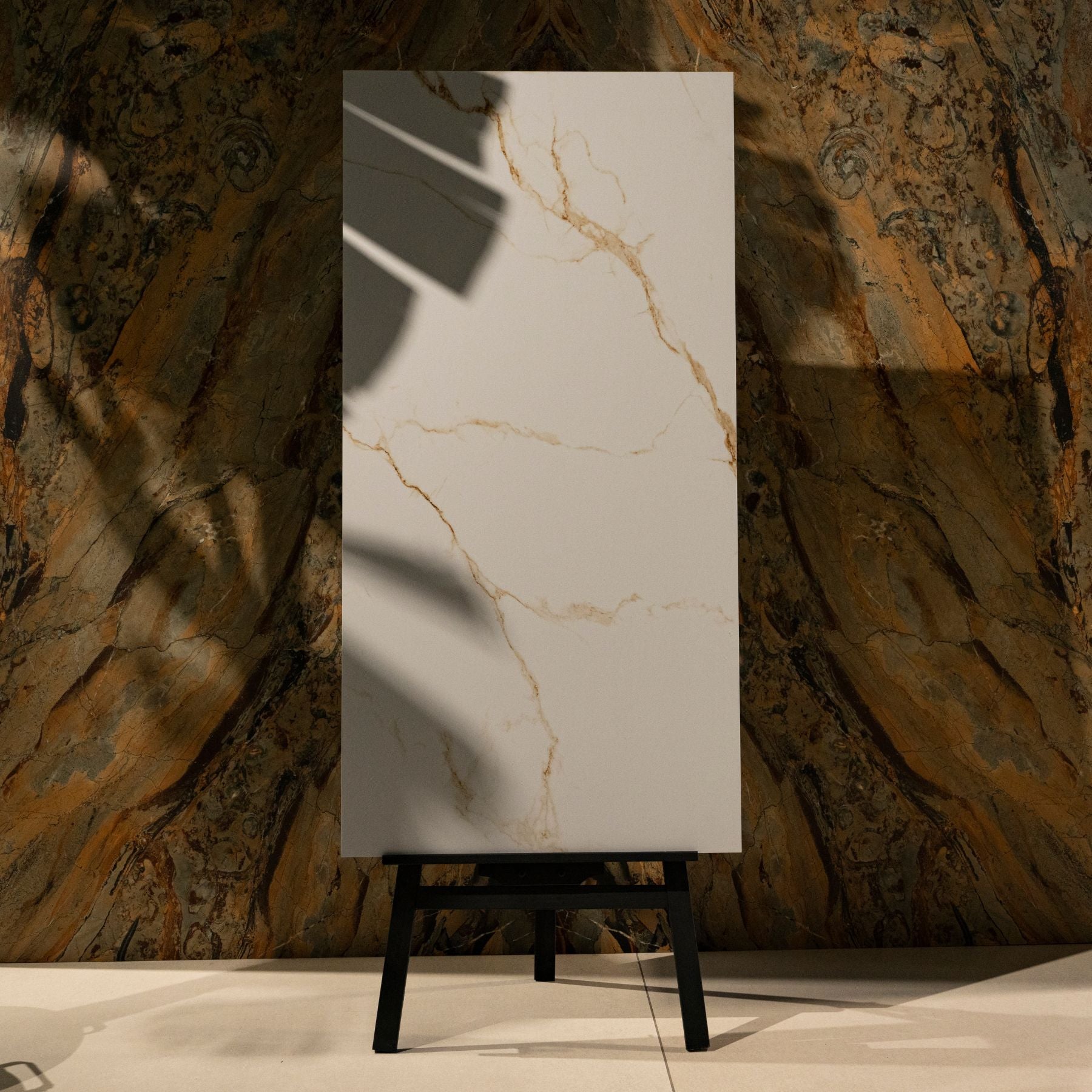 Crema Natura porcelain tile in 60x120cm size featuring warm crema tones, natural stone texture and durable 9mm thickness for floors and walls.