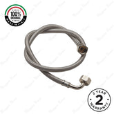 DN8 steel braided flexible hose with 900mm length, straight and 90° G1/2 female connections. Ideal for commercial and residential plumbing projects in UAE.