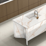 Diamond Gold white porcelain tile with elegant gold marble-look veining