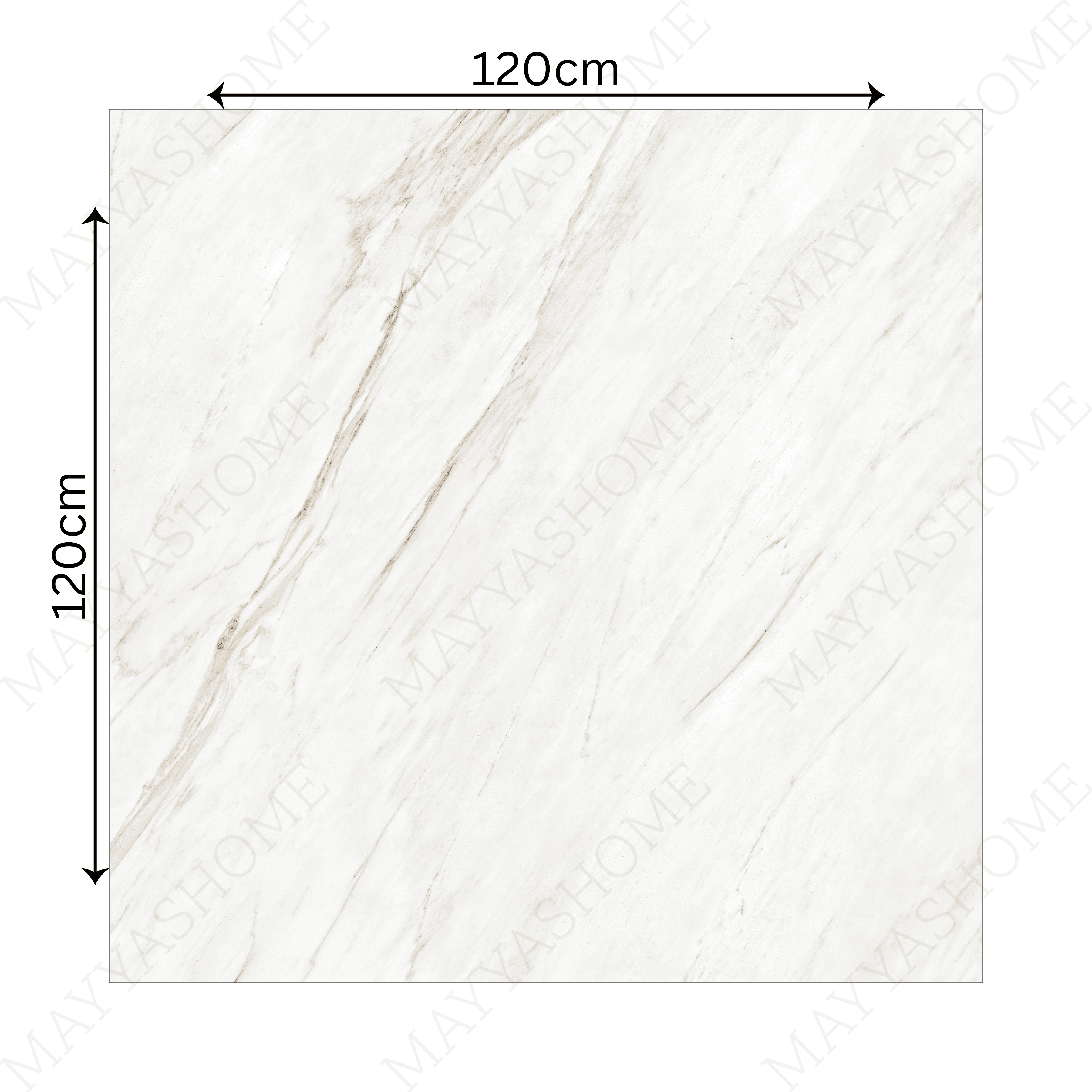 ELITE WHITE – 120x120cm glossy porcelain tile featuring premium white marble design. Large format tile perfect for elegant, durable flooring and wall applications.