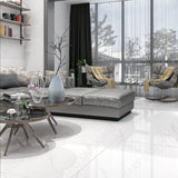 ELITE WHITE – 120x120cm glossy porcelain tile featuring premium white marble design. Large format tile perfect for elegant, durable flooring and wall applications.
