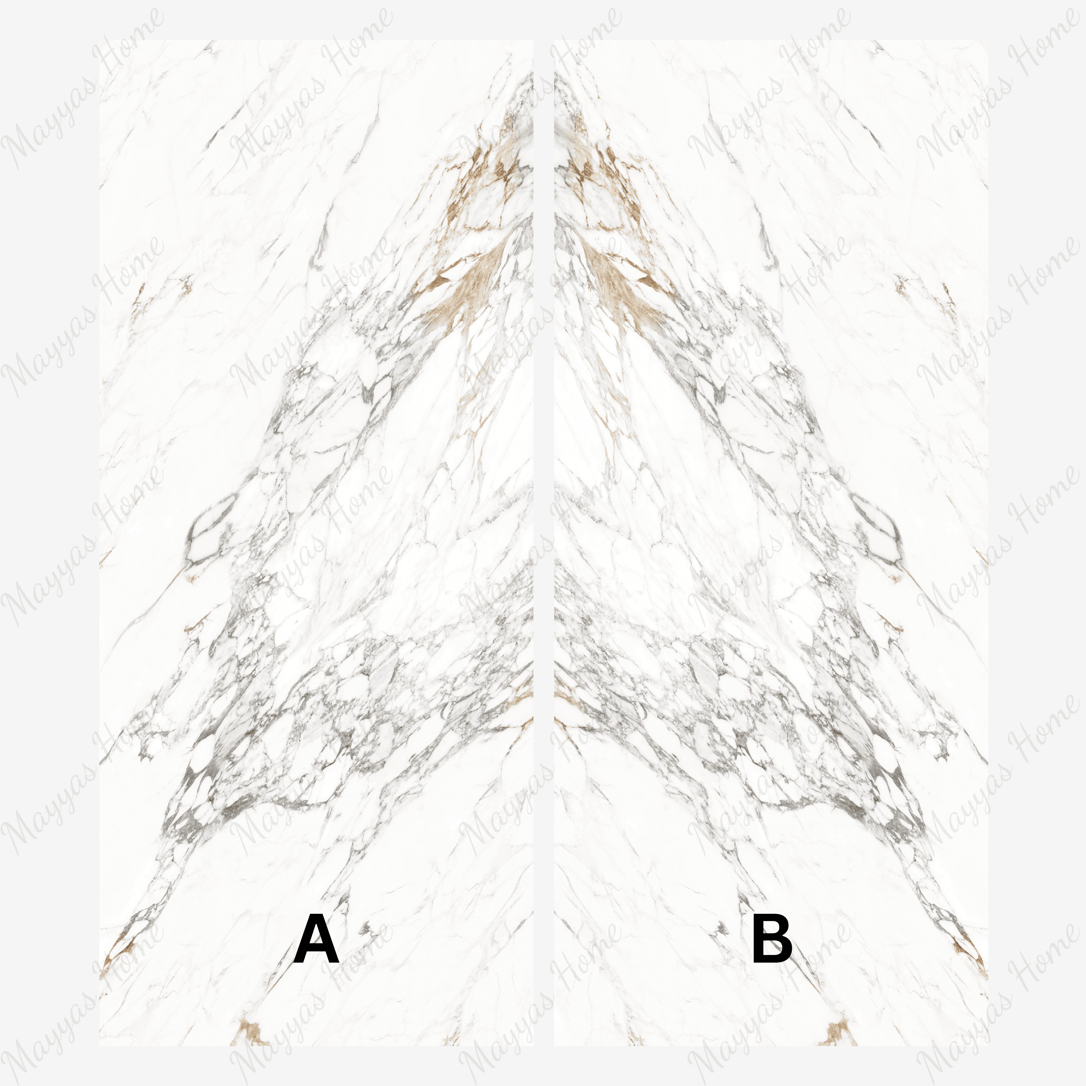 Elegant book match marble look tiles with a refined matt finish. 120x320cm large format tile perfect for premium interior surfaces