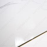Eterna White glossy marble effect porcelain tile 60x120cm with 9mm thickness features bright white base, soft grey veins and polished finish.