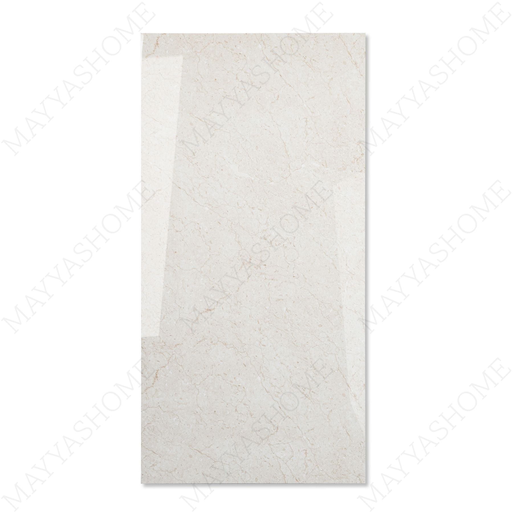 Everglade Marfil glossy marble look porcelain tile 60x120cm with 9mm thickness features warm cream tones, polished shine, and durable performance.