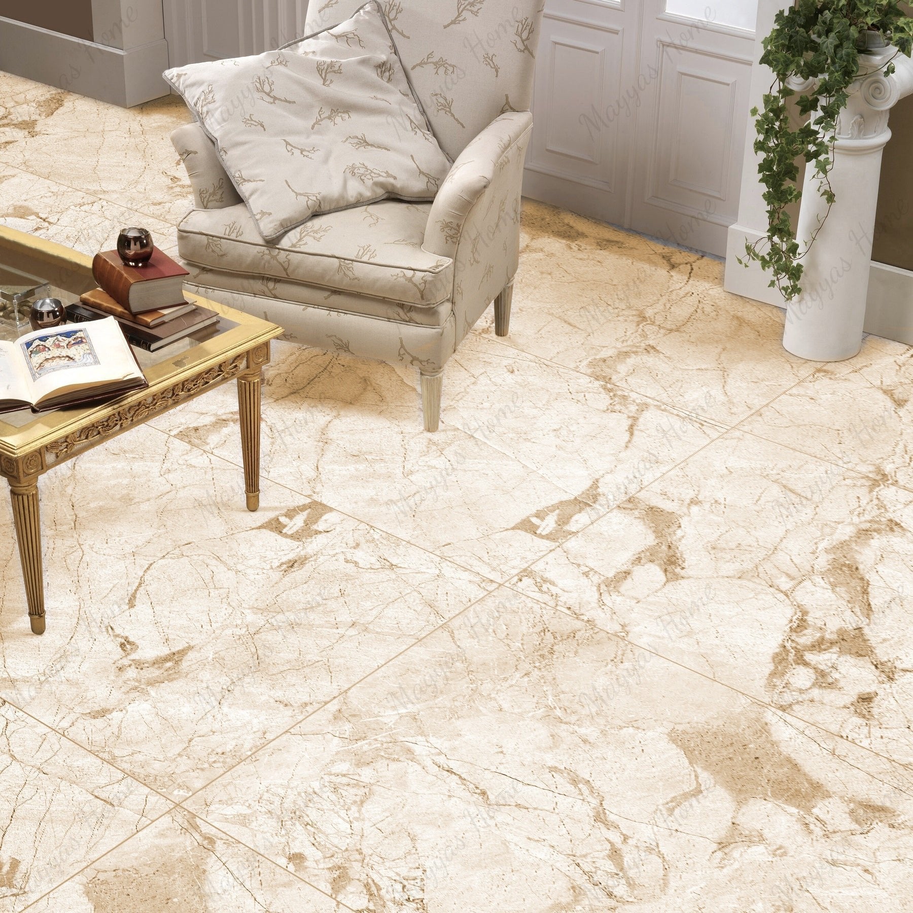 Explore ALFREDO BEIGE porcelain tile 600x1200mm with 9MM thickness and glitter on matt finish. Durable large format tile ideal for elegant, shimmer-enhanced floors and walls.