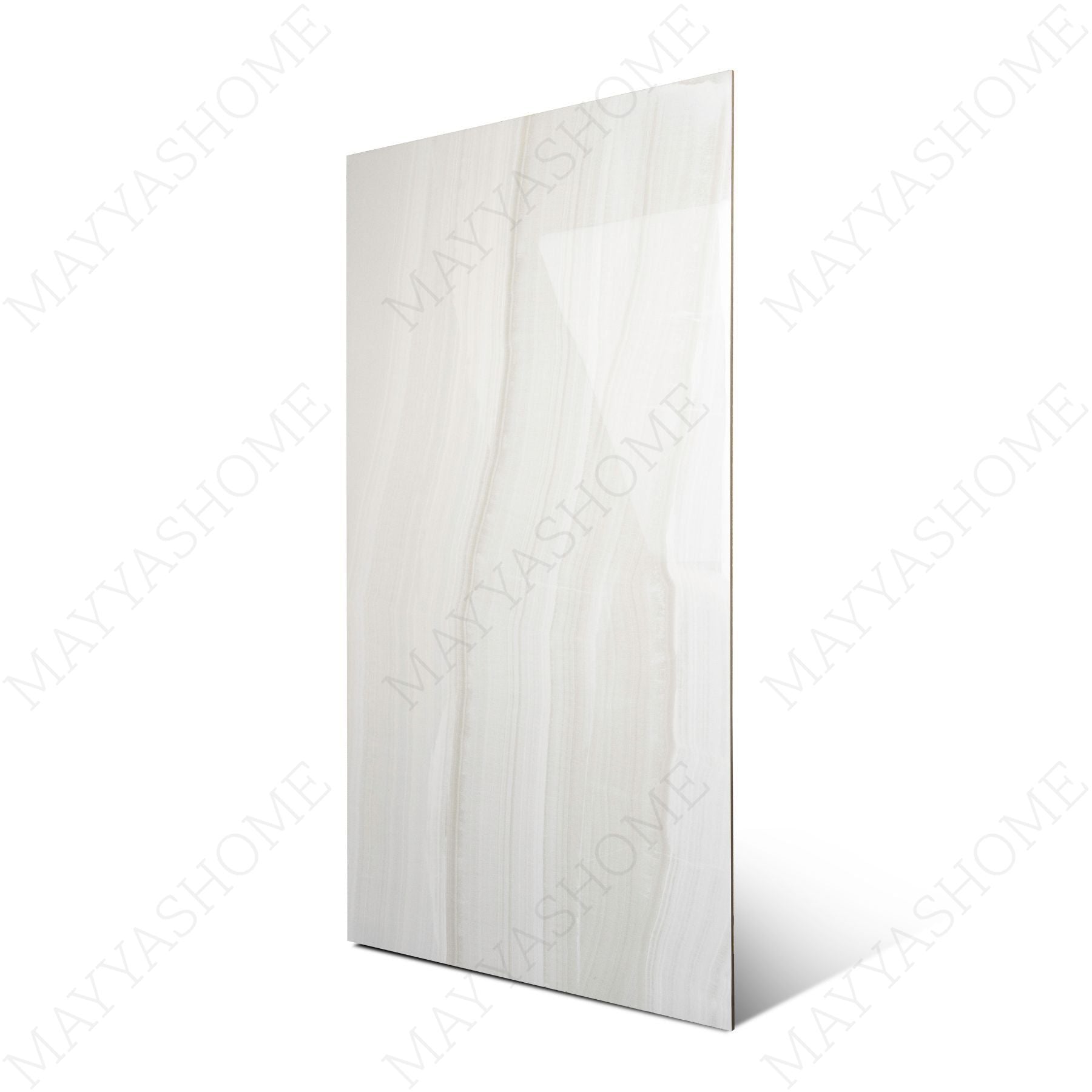 Explore the GLACIER WHITE large format porcelain tile, 60x120cm with a glossy marble-look finish. Durable 9MM porcelain tile ideal for floors and walls, offering elegance, easy installation, and lasting beauty.