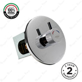 Extended built-in timed shower tap with 15–25 second push-button control, installation box and anti-vandal protection for commercial and public facilities.