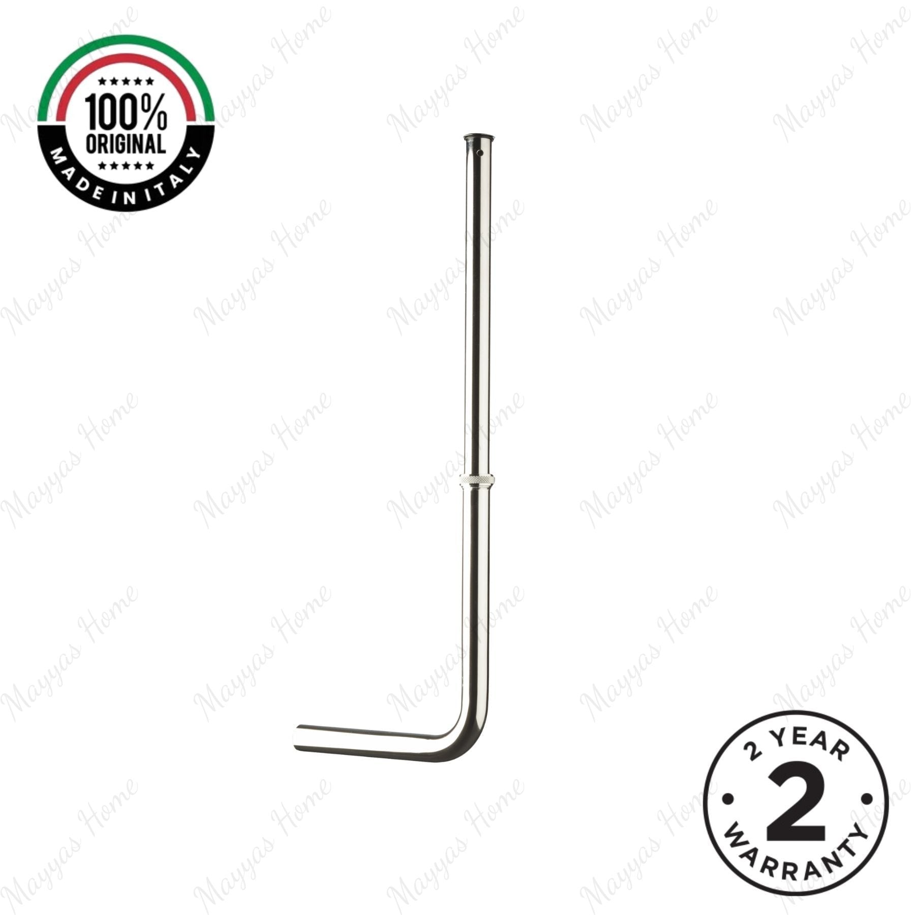 External telescopic L-shaped exhaust pipe with Ø25mm outlet for exposed plumbing systems. Ideal for commercial, hospitality and residential bathroom projects in UAE.
