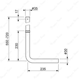 External telescopic L exhaust pipe with Ø30mm outlet for exposed plumbing systems. Ideal for commercial, hospitality and residential bathroom projects in UAE.