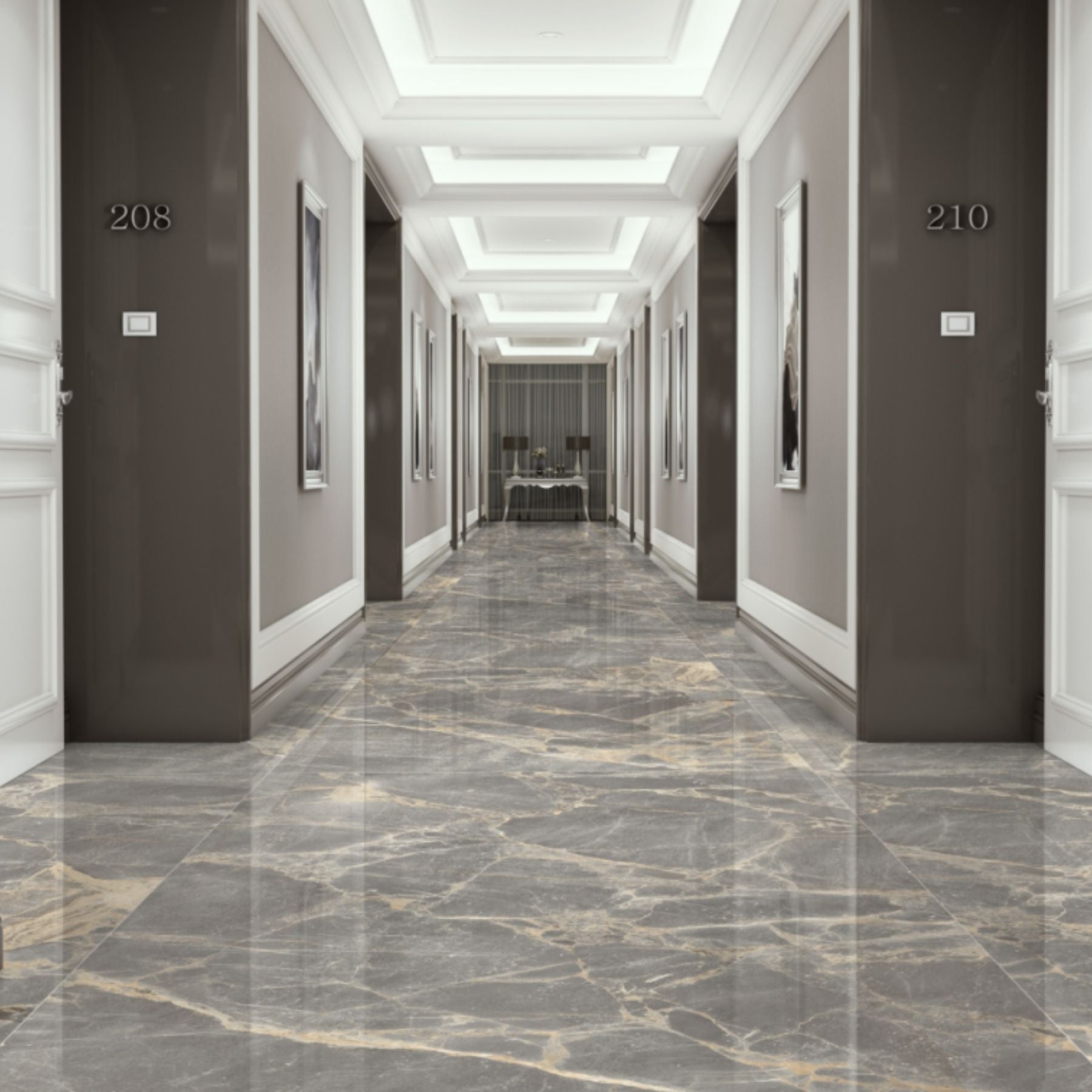 Fior Di Bosco polished porcelain slab in 120x280cm with 6mm thickness, offering a luxury stone look for premium floor, wall and contemporary interior applications.
