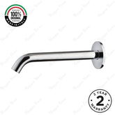 Fixed washbasin spout for wall installation with G1/2 male threaded connection. Premium chrome spout for hotels, hospitals, offices and residential bathrooms in UAE.