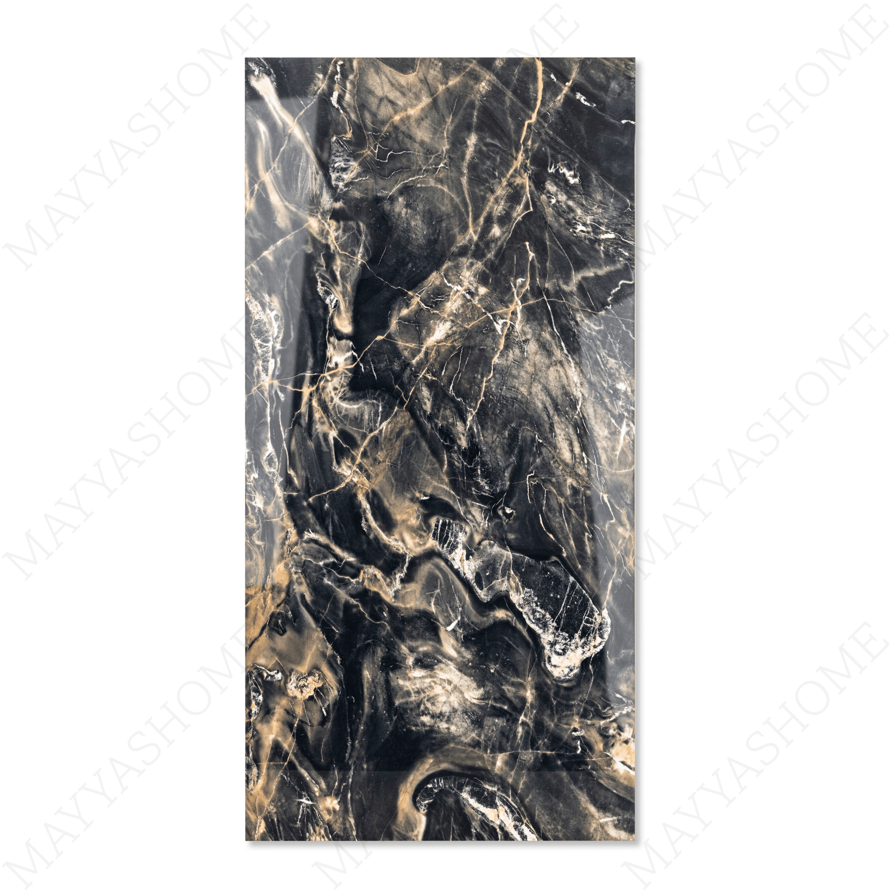 Florance Black porcelain tile 60x120cm 9mm thickness, black marble look design, durable porcelain tile for modern luxury floors and walls.