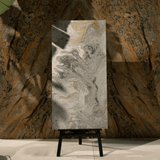 Fusion Gold porcelain tile 60x120cm with 9mm thickness features a bold marble look with gold veining, durable porcelain body for floors and walls.