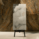 Glacier Vein Silver porcelain tile 60x120cm 9mm thickness, light grey marble look design, durable porcelain tile for modern floors and walls.