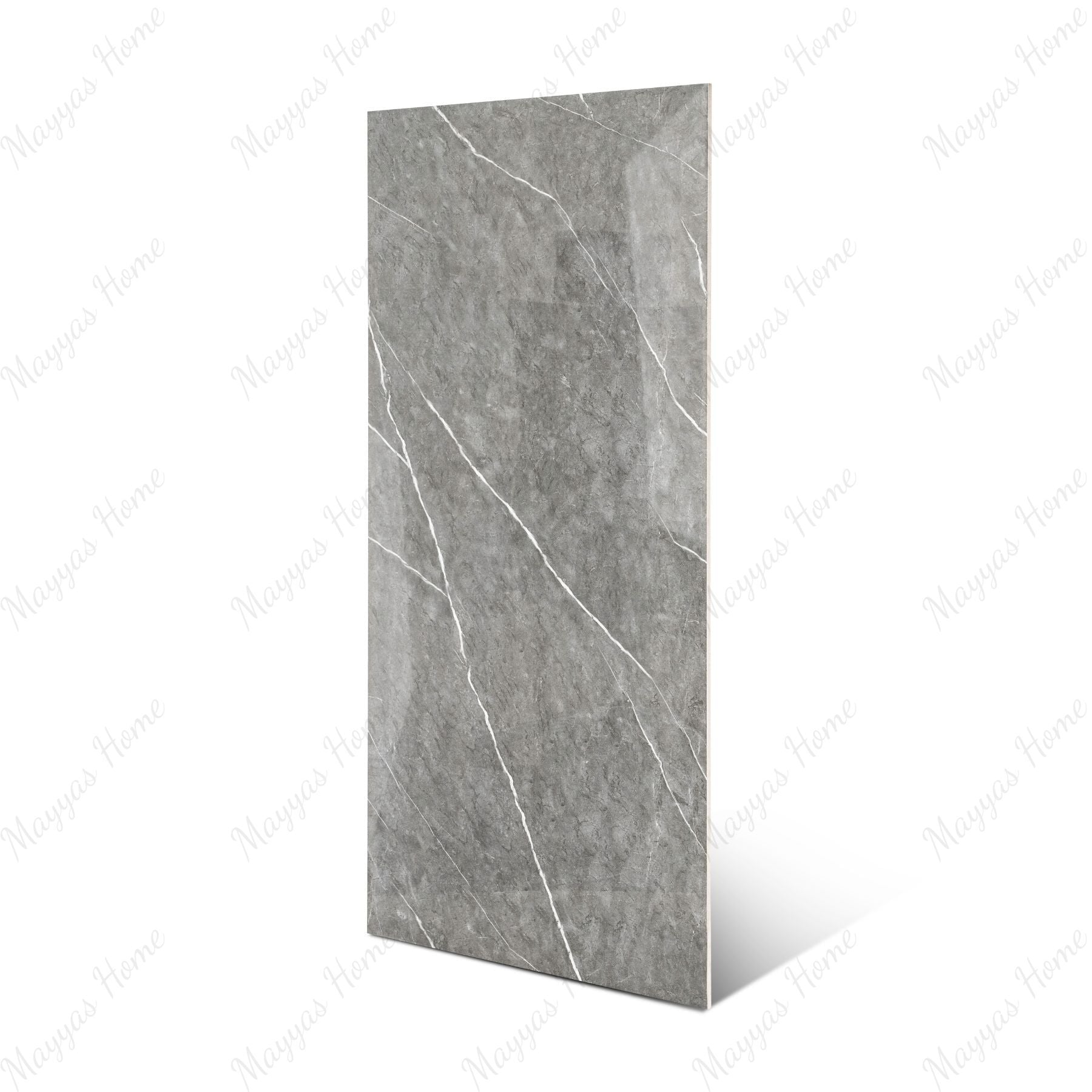Graphite Vein glossy porcelain tile 60x120cm with 9mm thickness features dark graphite base, elegant veining and refined polished finish.