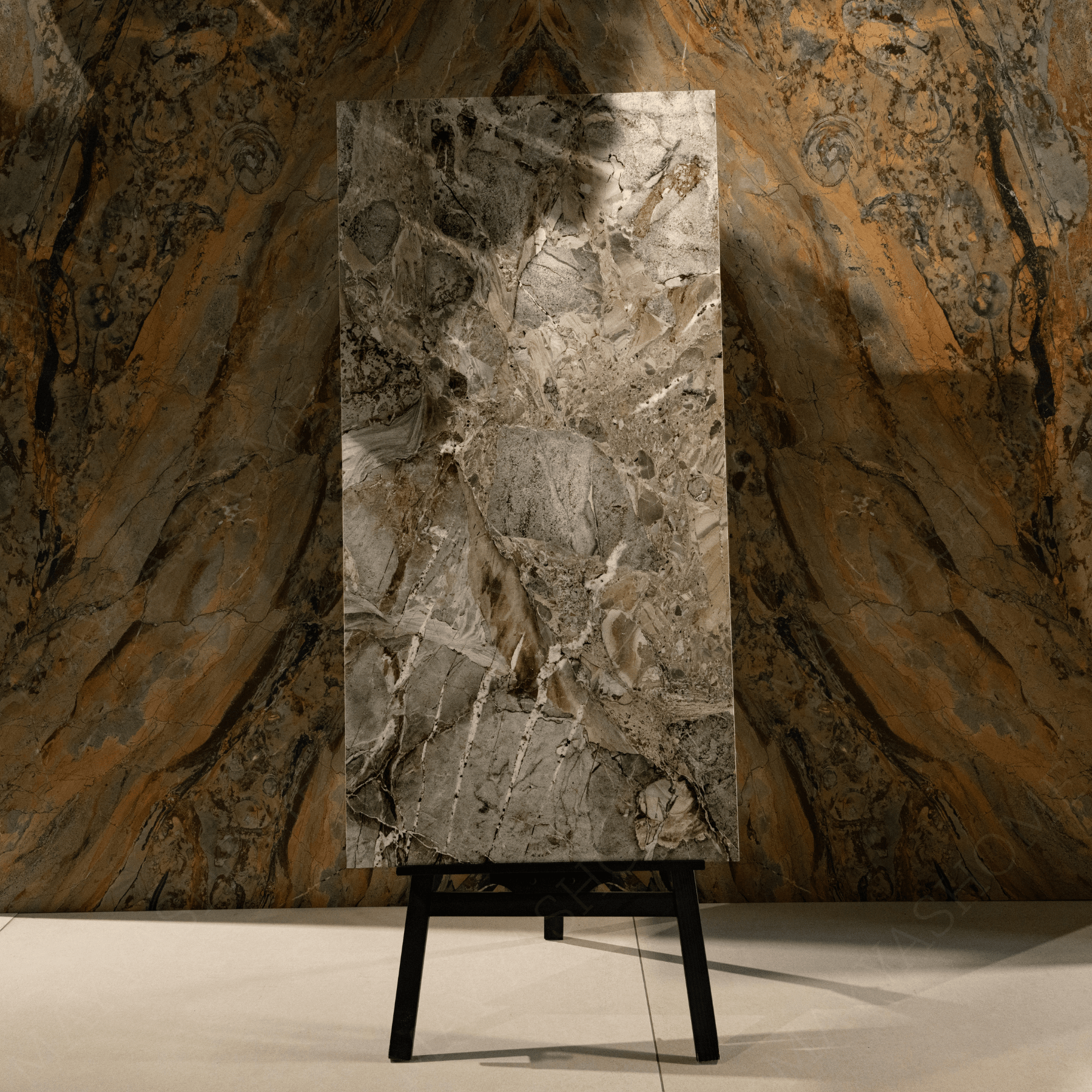 Harvest Grey (60x120cm, 09mm) tiles boast a Random Glitter on Matt Special Finish, combining a sophisticated grey tone with a delicate shimmer. Ideal for indoor floors and walls, these tiles bring a modern elegance and subtle sparkle to any space, perfect for those who seek understated luxury.