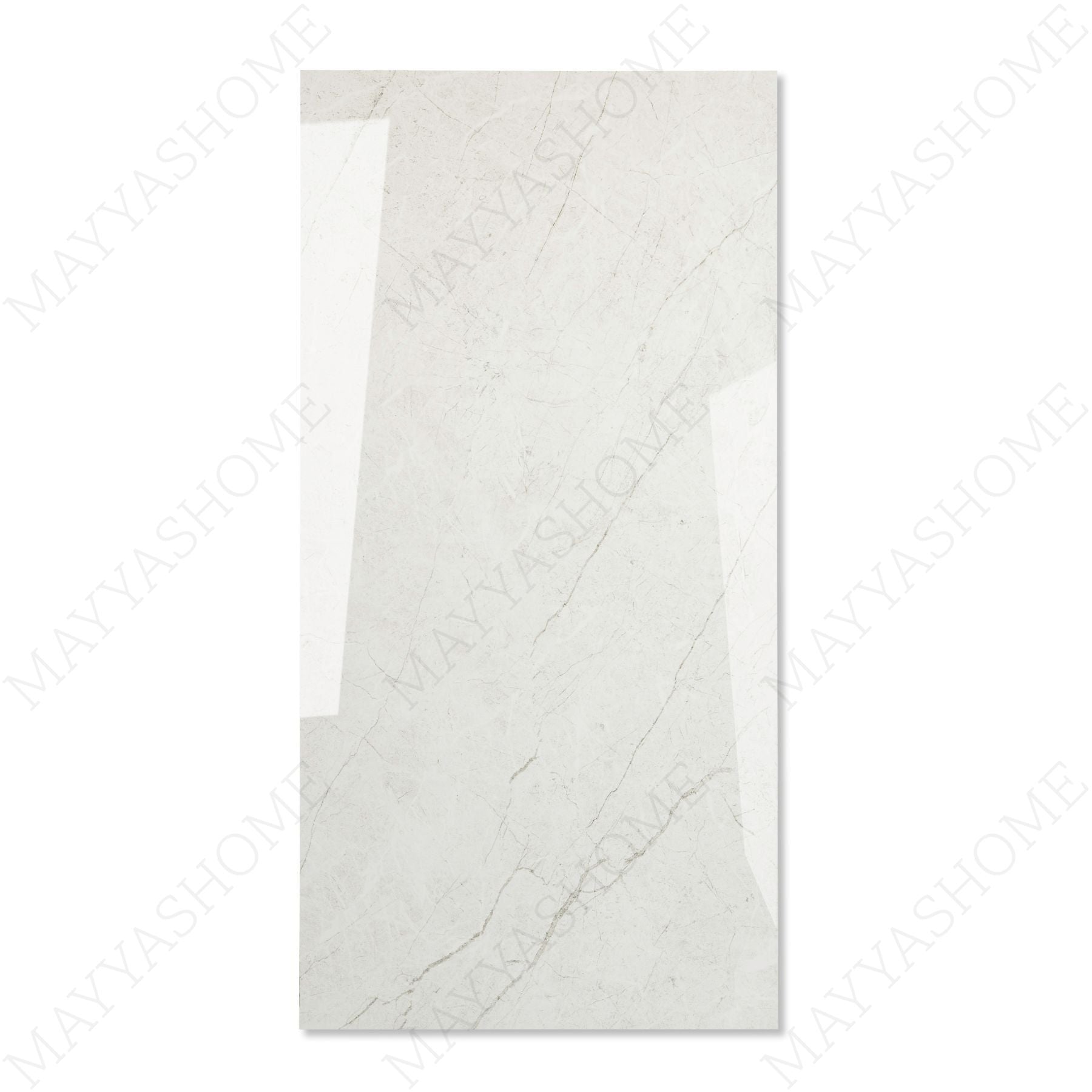 Iris Bianco glossy marble effect porcelain tile 60x120cm with 9mm thickness delivers refined veining and a bright polished finish.