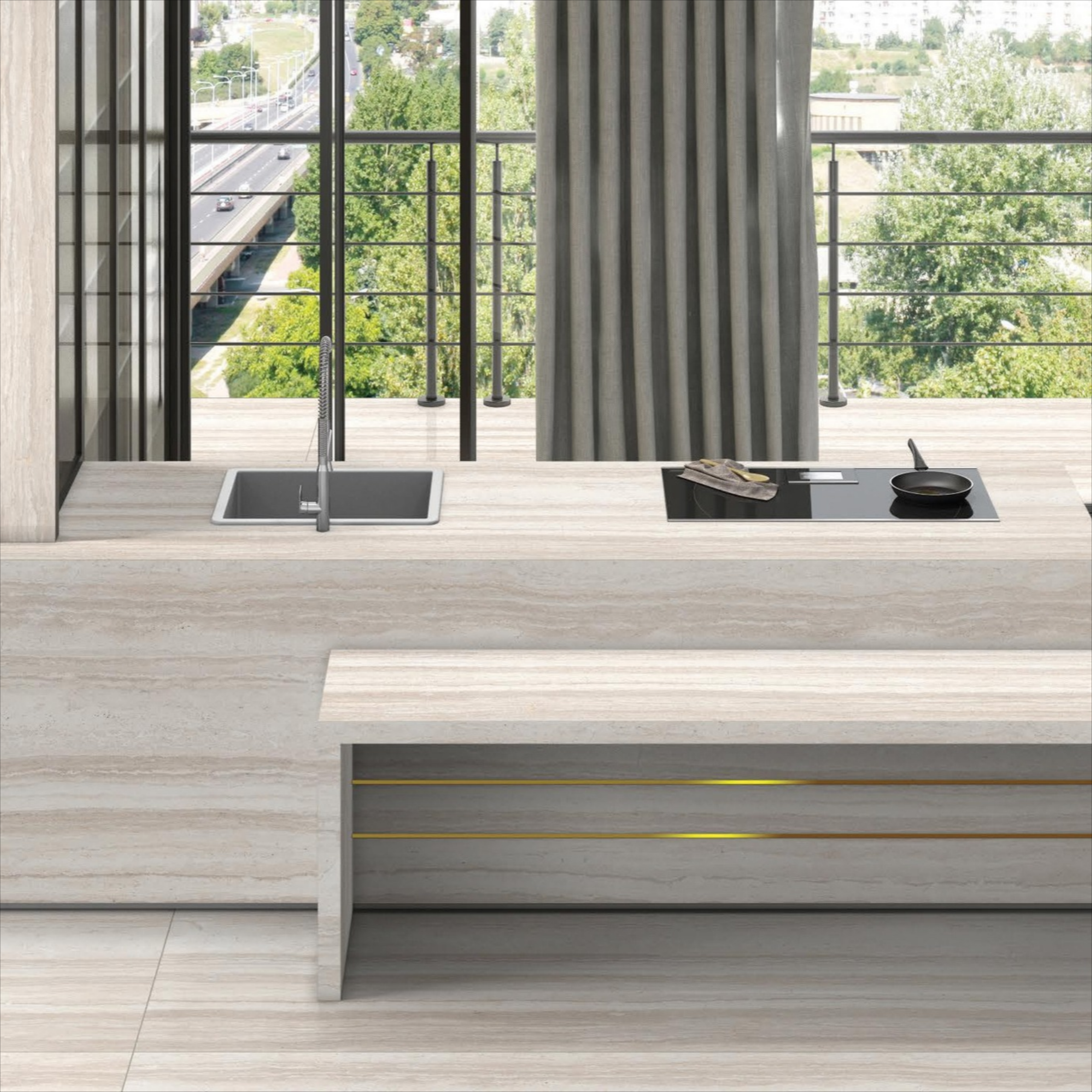 Italian Travertine white body porcelain tile with elegant travertine design