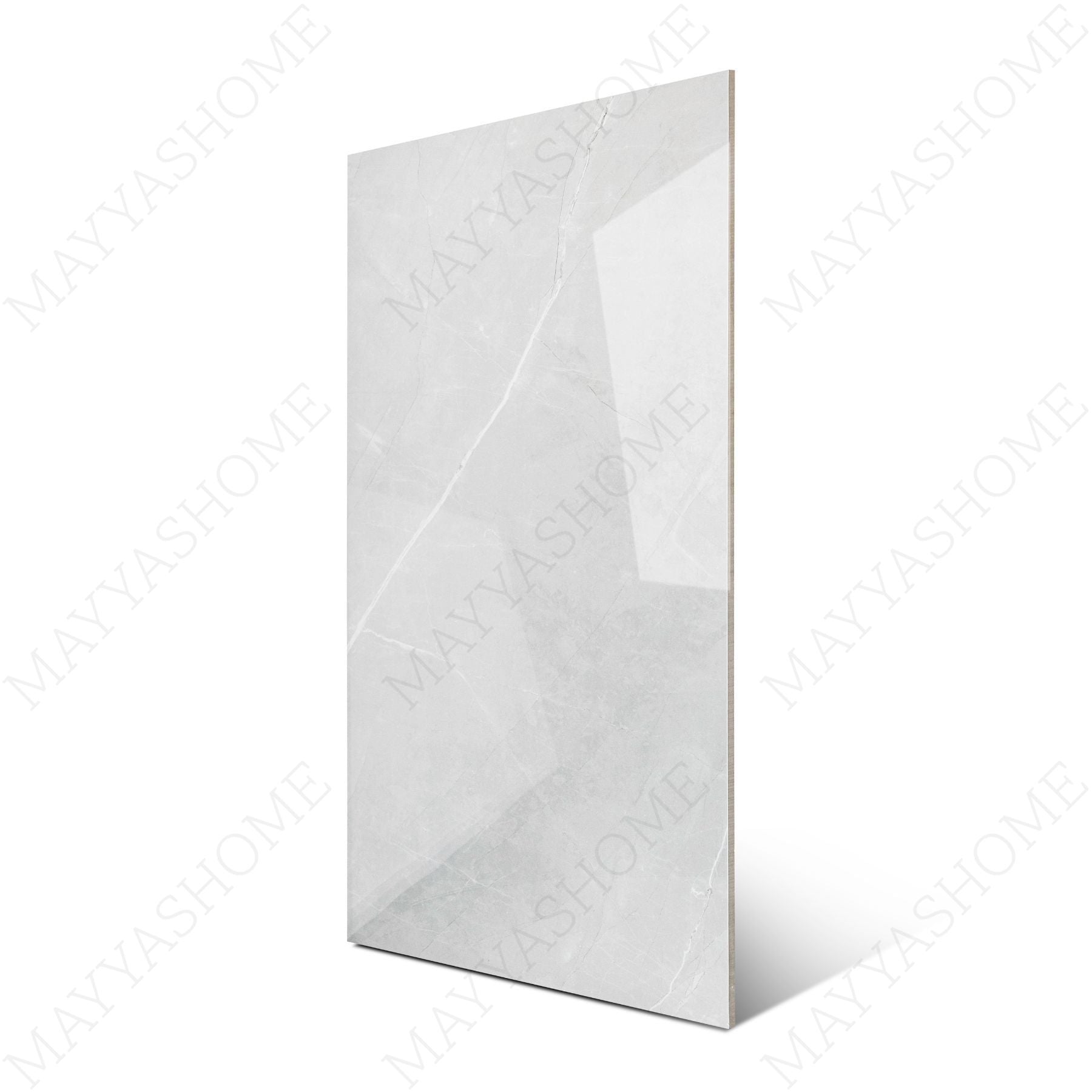 Italian Armani Light Grey glossy marble effect porcelain tile 60x120cm with 9mm thickness, ideal for bright luxury interiors.