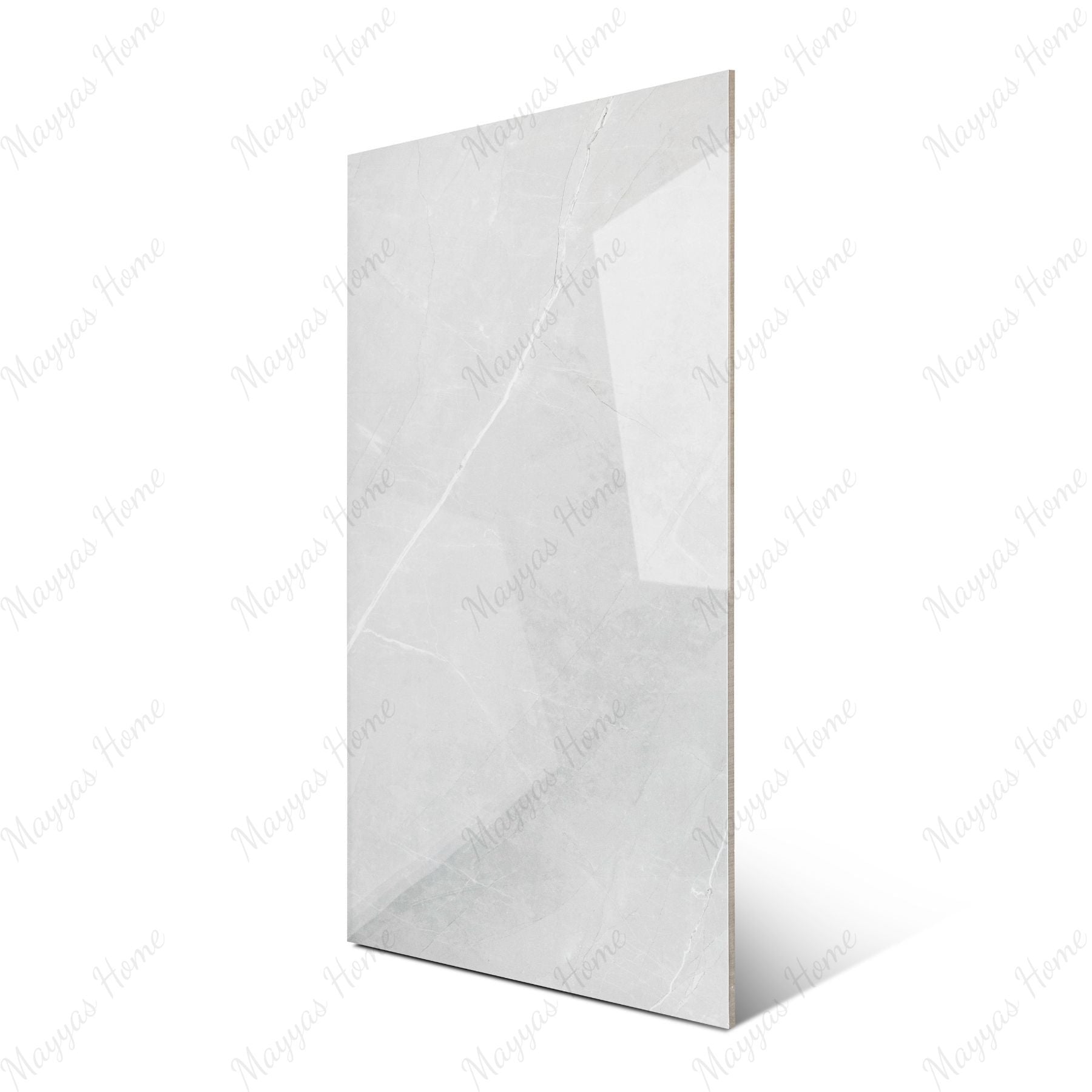 Italian Armani Light Grey glossy marble effect porcelain tile 60x120cm with 9mm thickness, ideal for bright luxury interiors.
