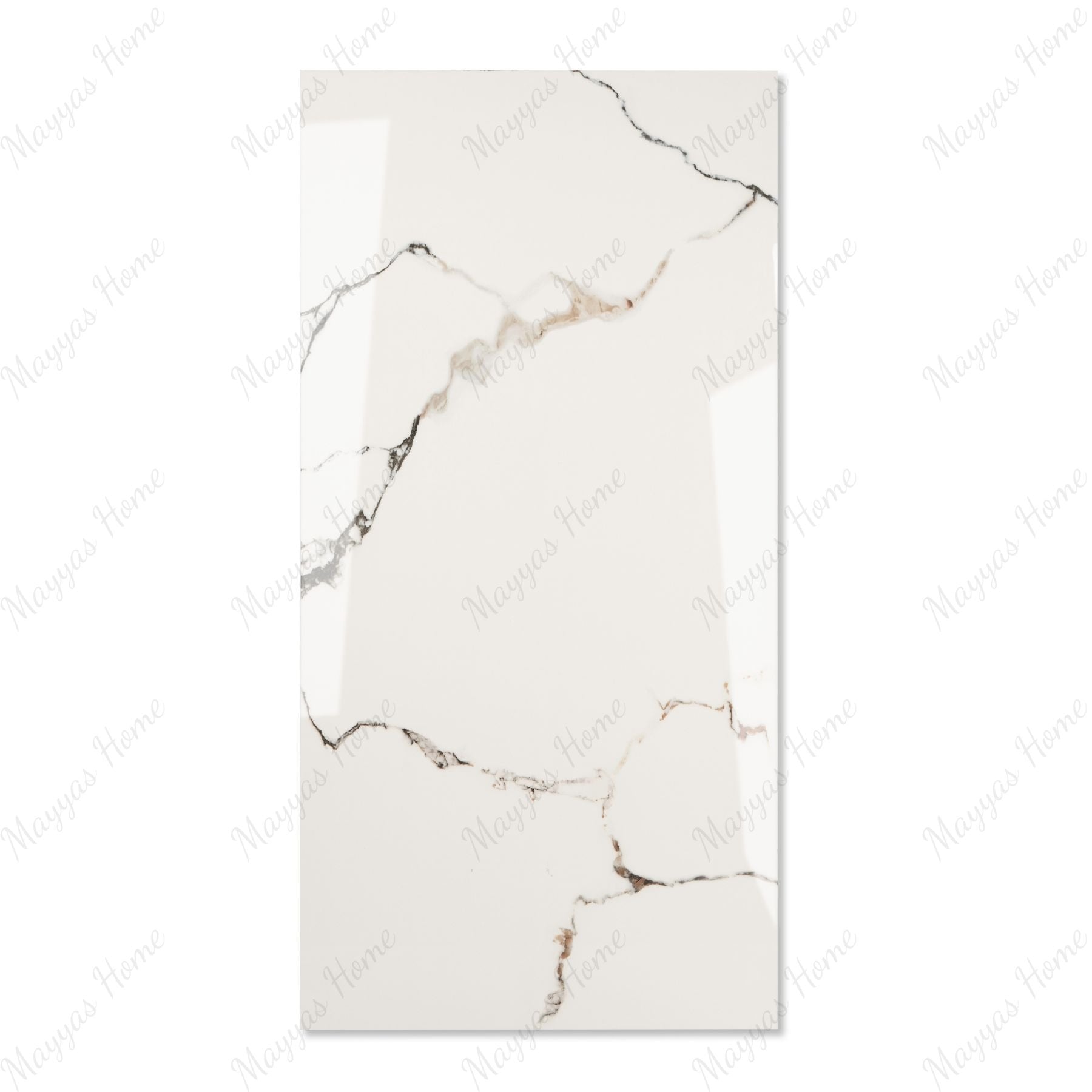 Ivory Crackle glossy porcelain tile 60x120cm with 9mm thickness features warm ivory tones, decorative crackle pattern texture and elegant polished finish.