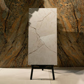 Ivory Marble glossy porcelain tile 60x120cm with 9mm thickness features warm ivory base, subtle beige veining and polished finish.