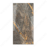 Lava Brown glossy porcelain tile 60x120cm with 9mm thickness features rich brown tones, natural stone texture and elegant polished finish.
