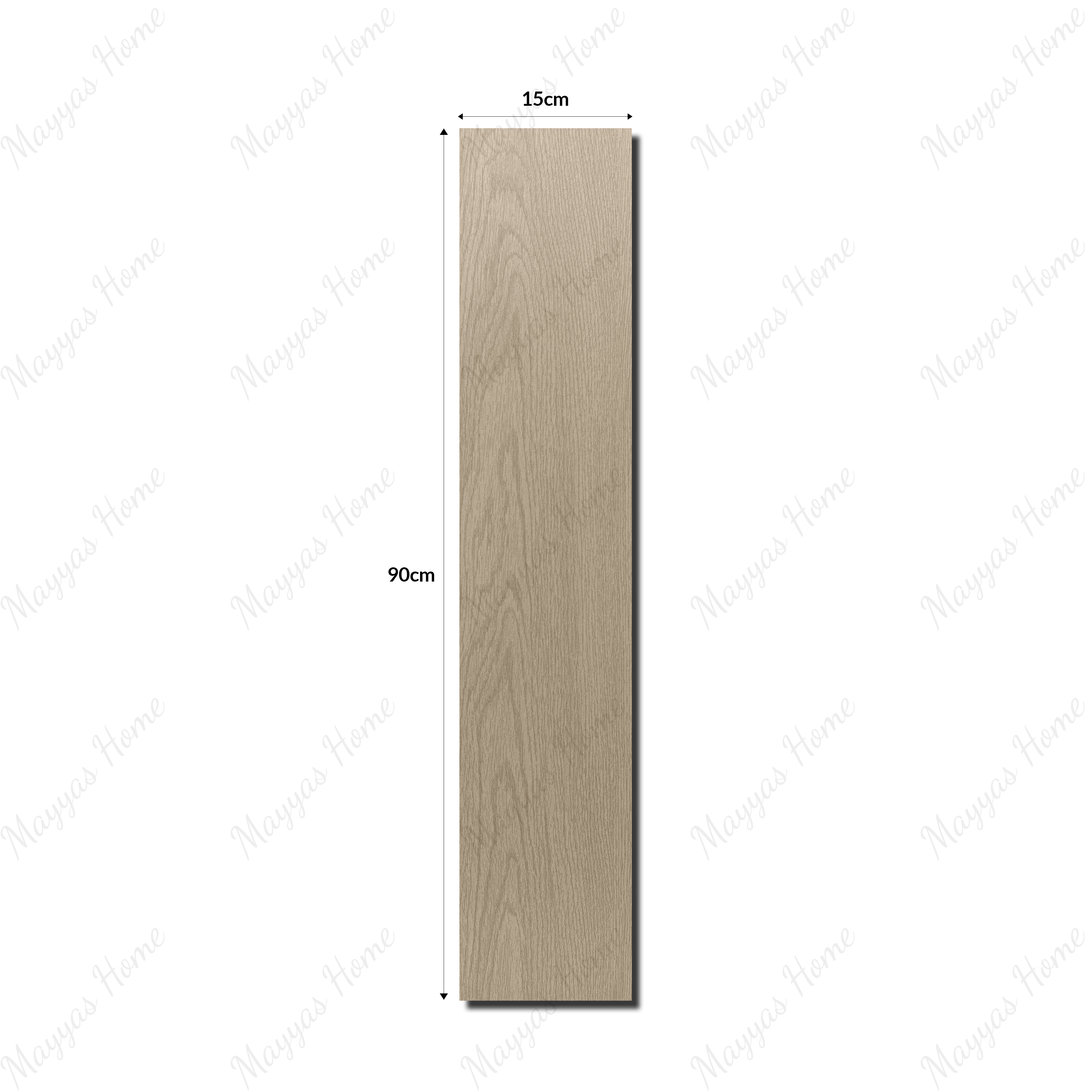 Light Elm 15x90cm porcelain slab with a wood-look finish. Durable, elegant, and low-maintenance—perfect for flooring and modern interiors.