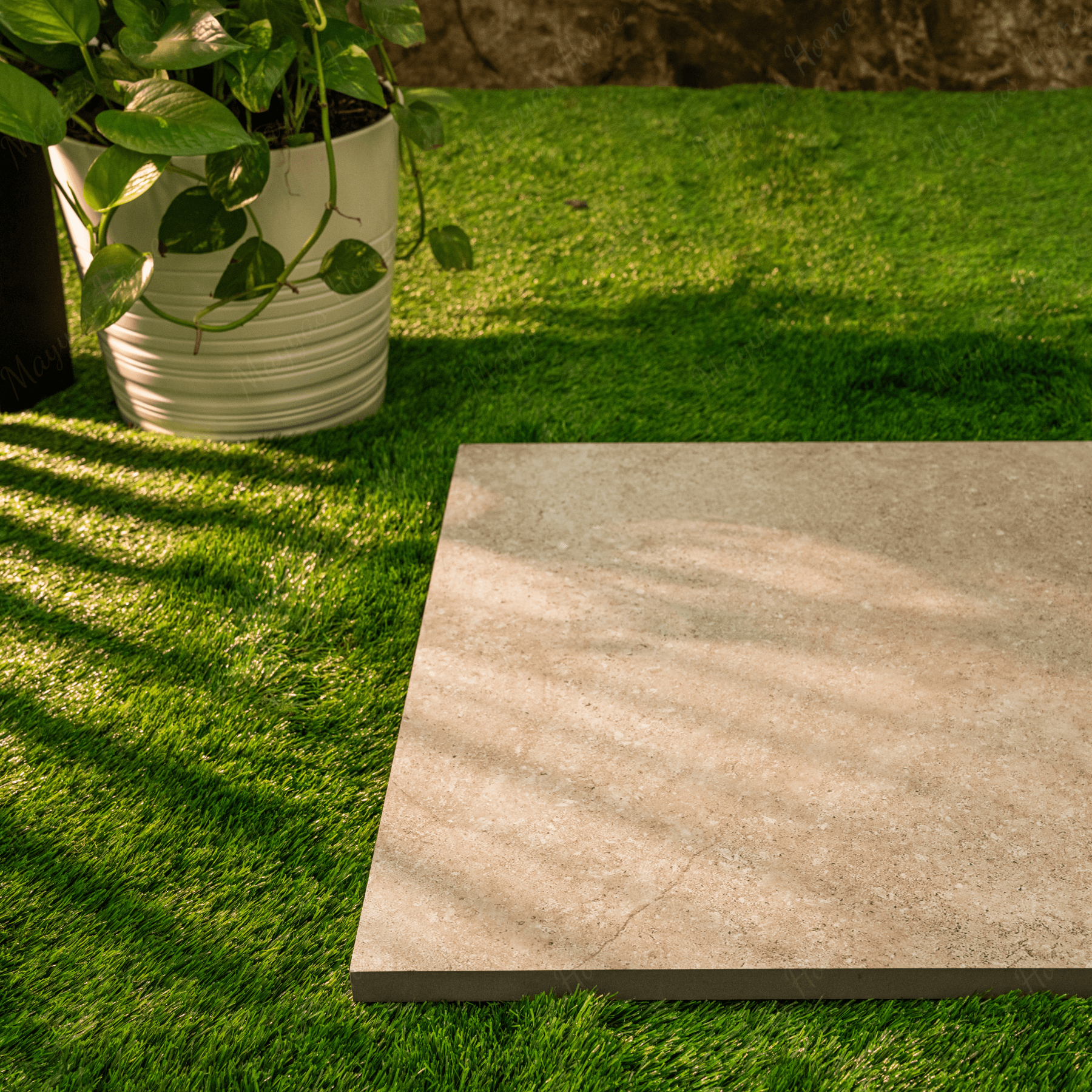 Liwa Beige porcelain tile 60x120cm 2mm thickness, beige stone look design, durable porcelain tile for modern floors and walls.