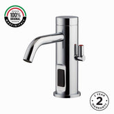 Luxury battery-powered electronic sink mixer tap with above-counter installation and smart water-saving flow control.
