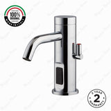 Luxury battery-powered electronic sink mixer tap with above-counter installation and smart water-saving flow control.