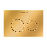 Luxury gold polished Halo flush plate with dual-flush design and concealed cistern compatibility for modern, high-end bathrooms.