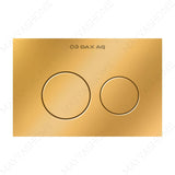 Luxury gold polished Halo flush plate with dual-flush design and concealed cistern compatibility for modern, high-end bathrooms.