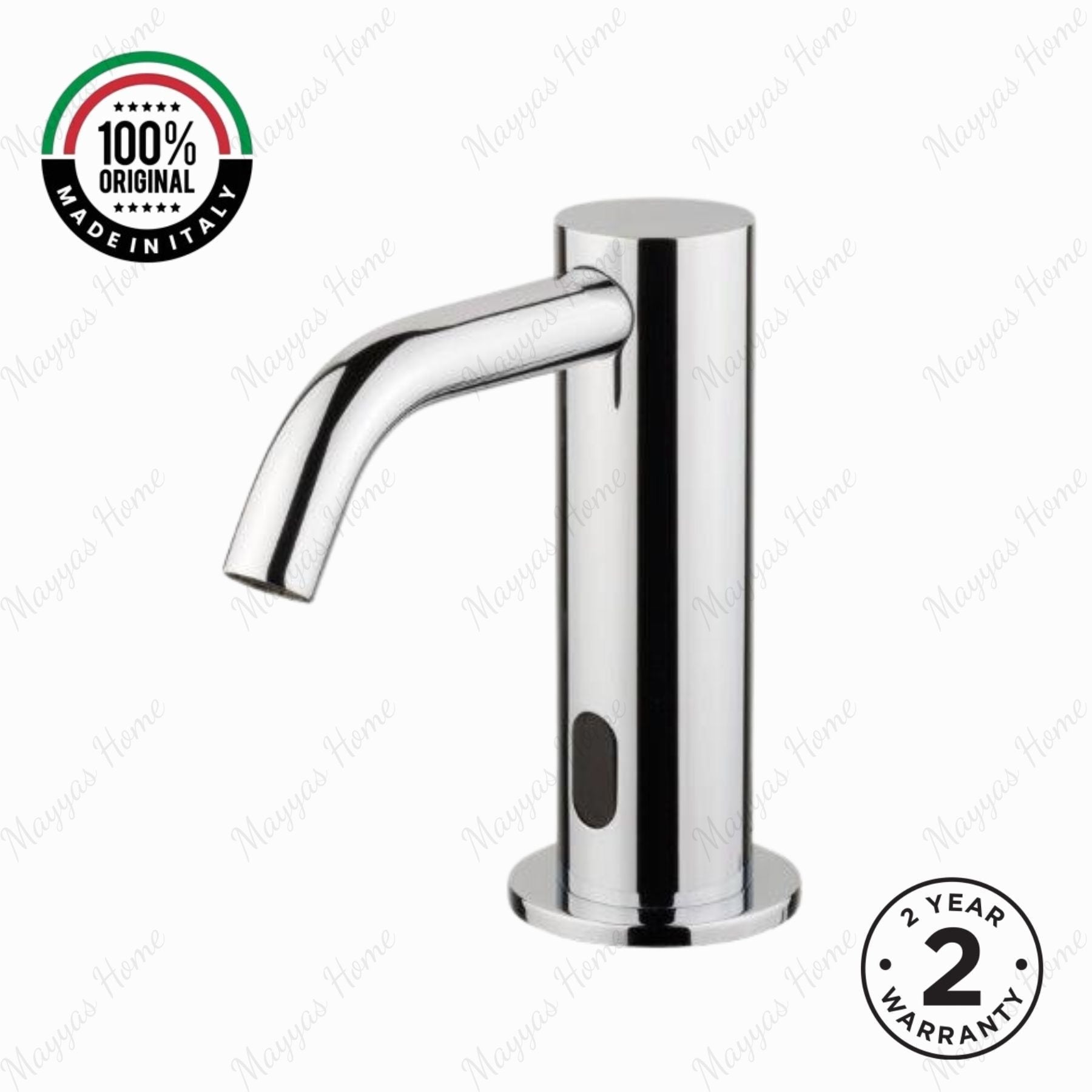MCM 703501 electronic single-water sink tap made in Italy. Battery-powered operation, premium Italian craftsmanship, water-saving flow limiter, designer finishes, and 2-year warranty.
