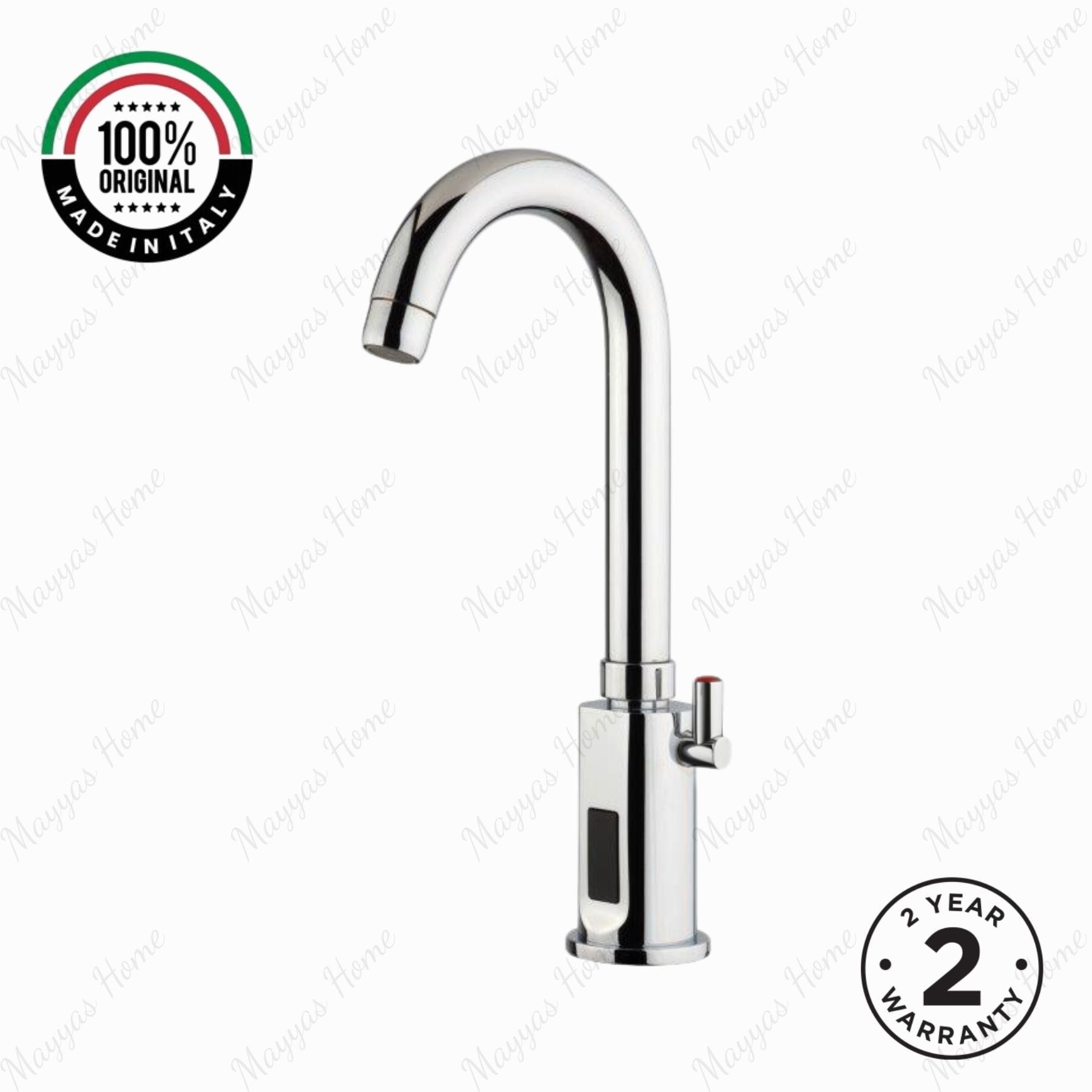 Mains-powered sensor sink mixer tap with swivel spout and chrome finish. Touchless, water-saving faucet for modern UAE bathrooms and washrooms.