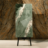 Malachite porcelain tile 60x120cm 9mm thickness, green marble look design, durable porcelain, ideal for luxury floors and feature walls.