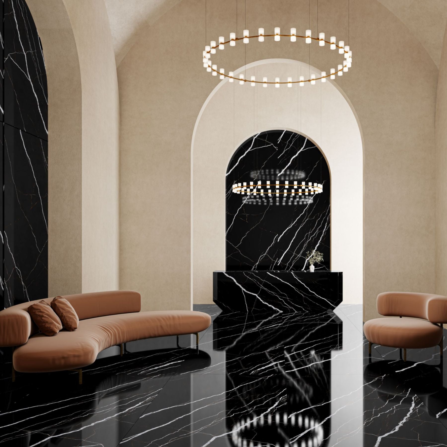 Marquina Black Royal Polish Colorbody porcelain slab 120x280cm, 9mm thick, with a bold black marble look for dramatic floors, walls and contemporary interiors.
