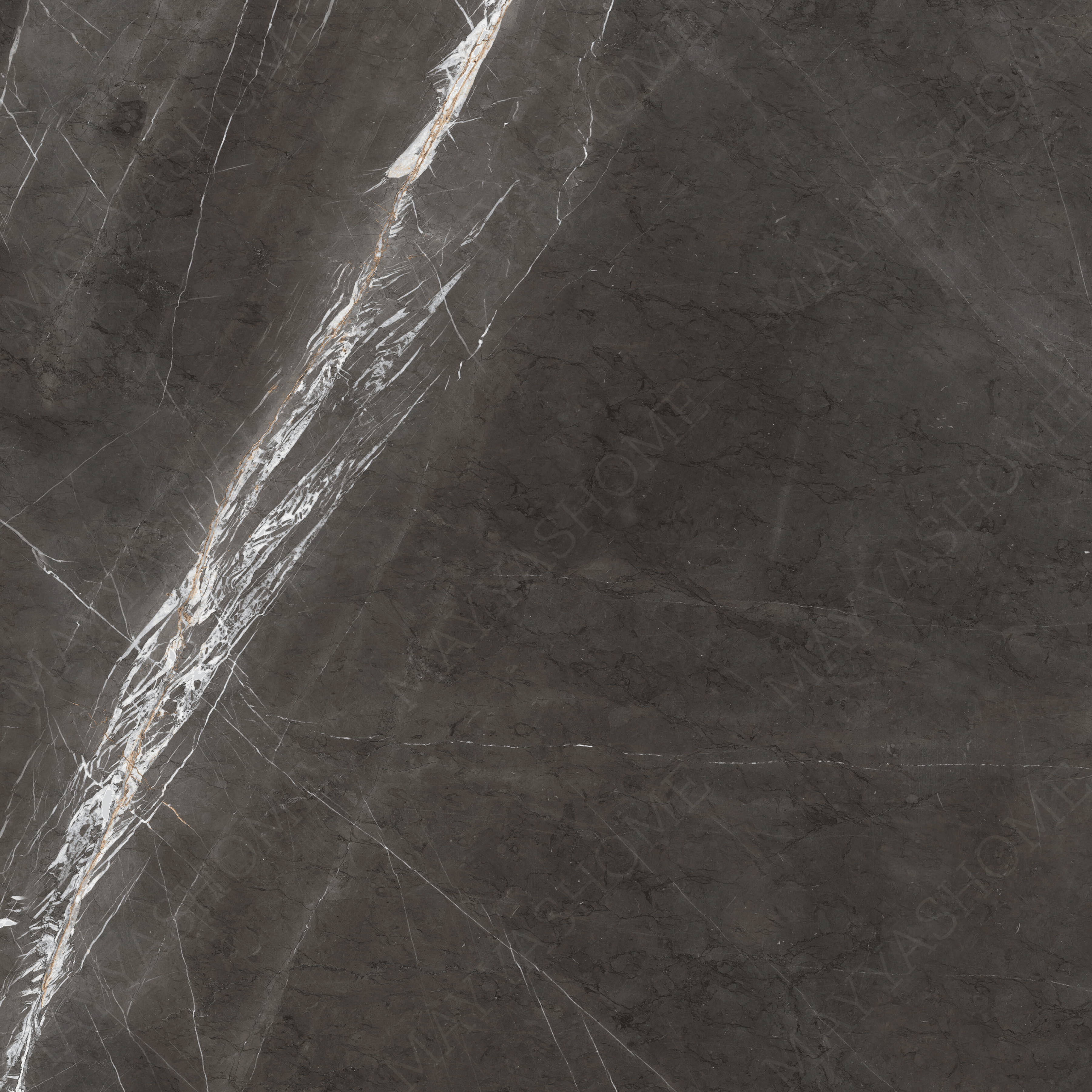 Marquina Grey book-match glossy porcelain tile 120x280cm. Striking white veining on grey with 09mm thickness, ideal for luxury interiors.