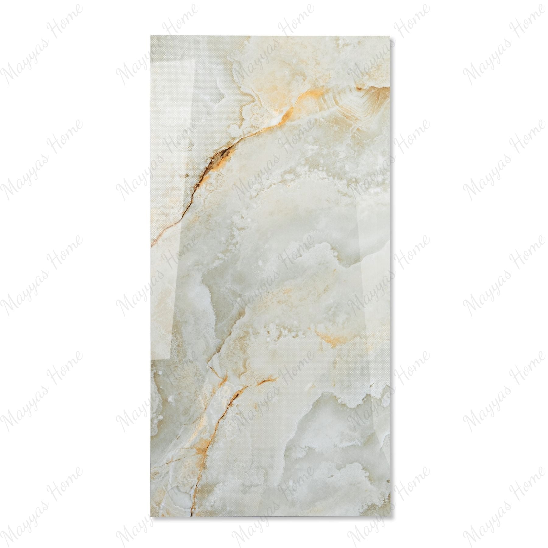 Misty Moss glossy stone look porcelain tile 60x120cm with 9mm thickness features soft earthy tones, polished surface, and durable performance for interiors.